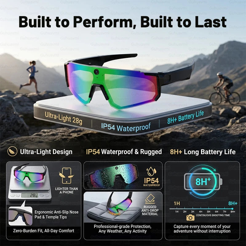 4K Camera Smart Sports Glasses With Bluetooth Audio