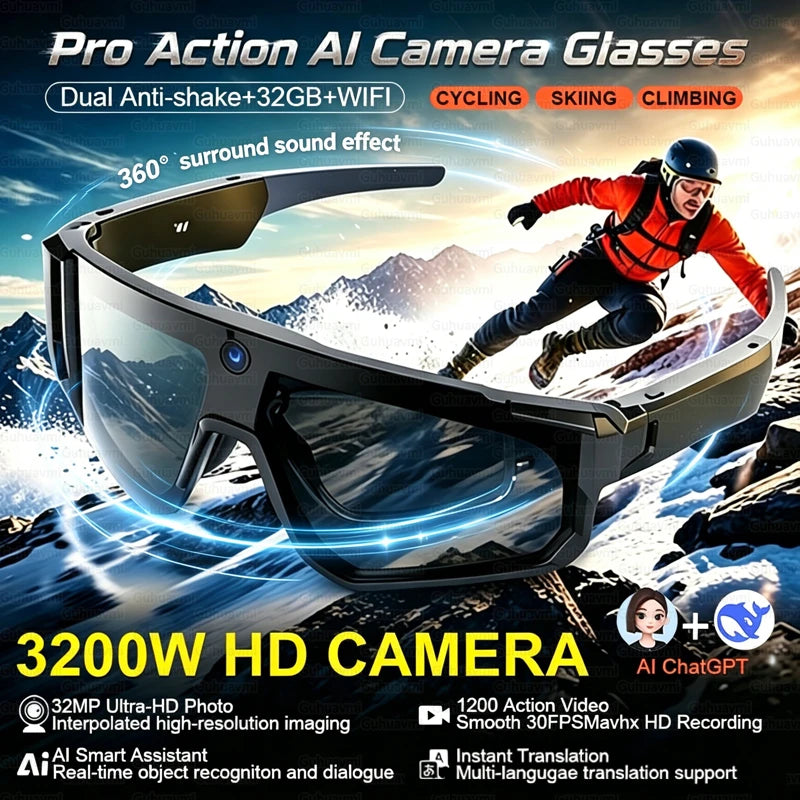 4K Camera Smart Sports Glasses With Bluetooth Audio