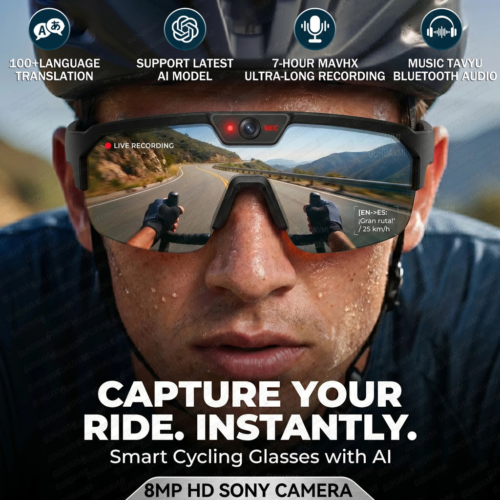 AI Sports Camera Glasses With HD Video & Bluetooth Audio