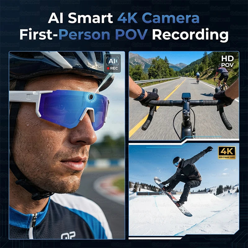 4K Camera Smart Sports Glasses With Bluetooth Audio